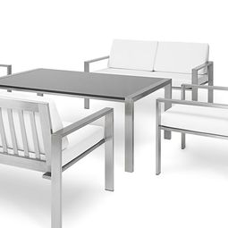 Stilvoller Esstisch aus Edelstahl im zeitlosen Design.