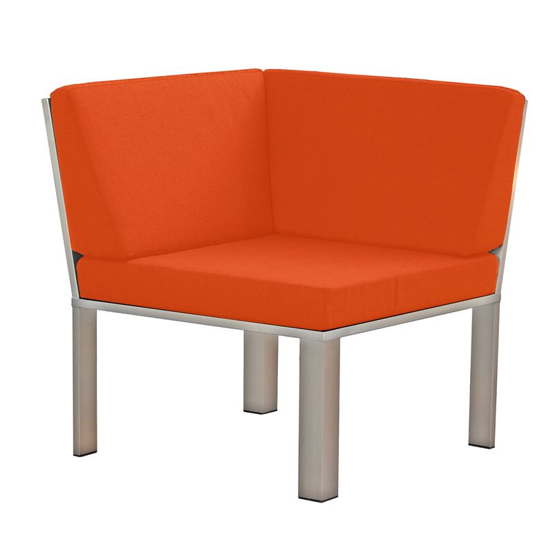 Stilvolles Designer-Sessel-Eckstück für den Garten aus Edelstahl in zeitlosem Design von Lizzy Heinen.