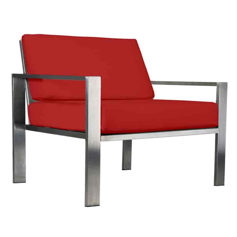 Edler Designer-Sessel für den Garten aus Edelstahl im zeitlosen Design von Lizzy Heinen.