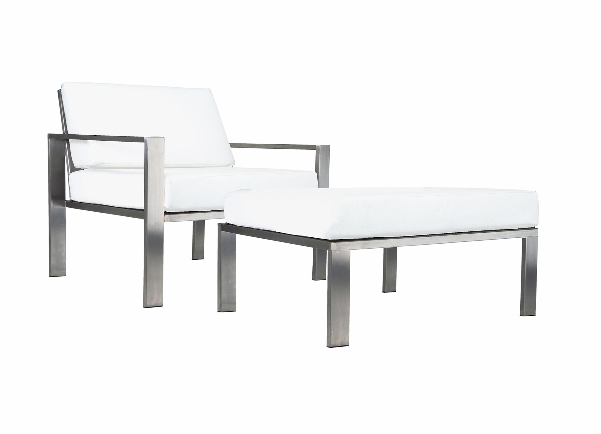 Lounge-Hocker/Beistelltisch aus Edelstahl Lounge-Hocker/Beistelltisch aus Edelstahl