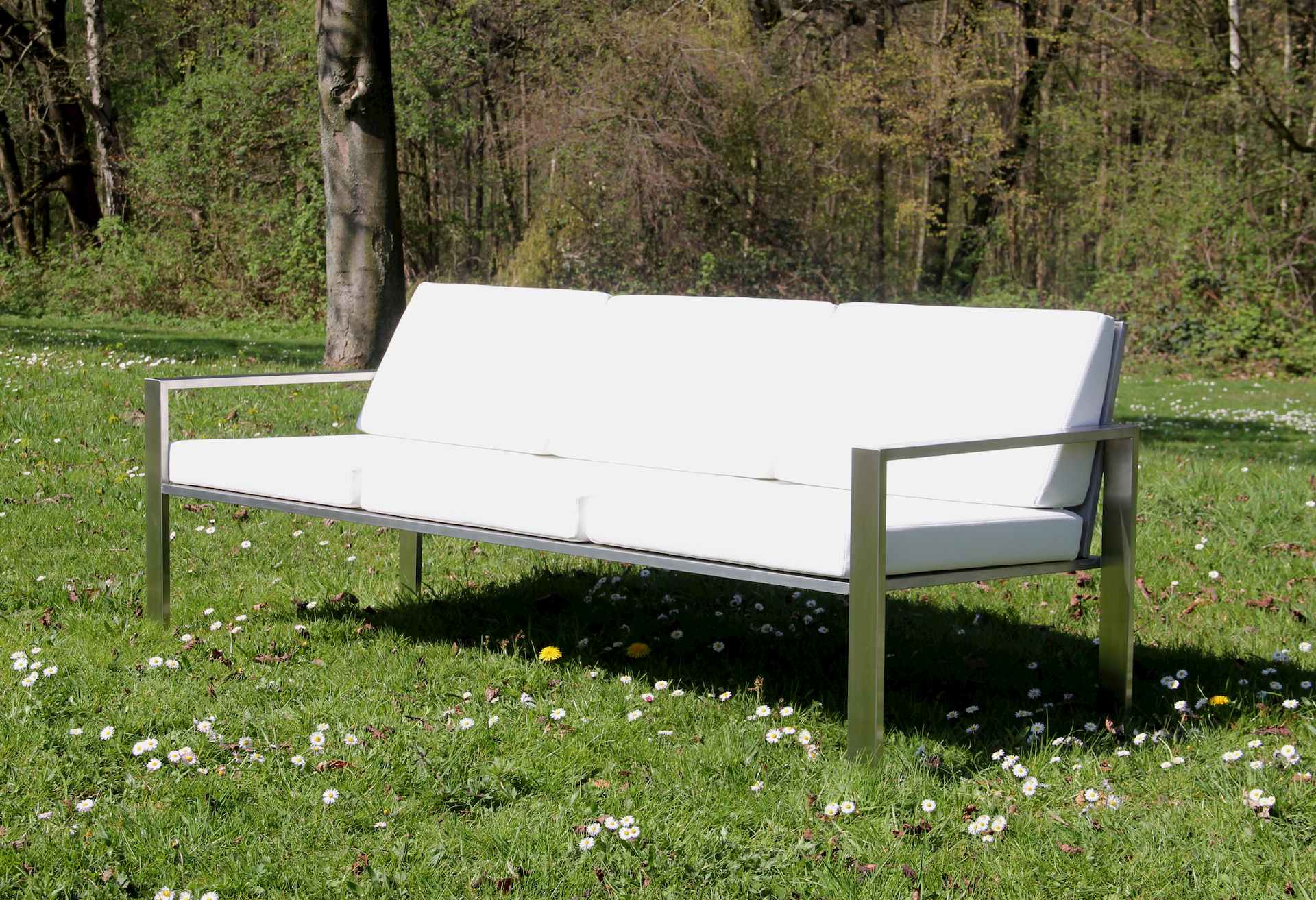 Lounge-Sofa 3-Sitzer aus Edelstahl