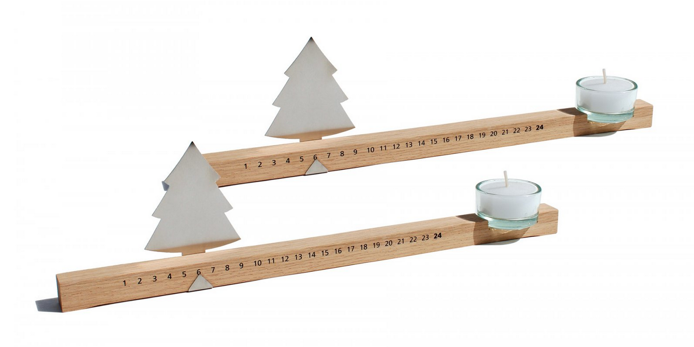 Adventsleiste – Minimalistischer Adventskalender aus Eichenholz und Edelstahl