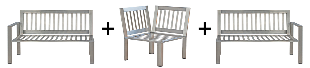 Lounge-Sofa 2-Sitzer links aus Edelstahl