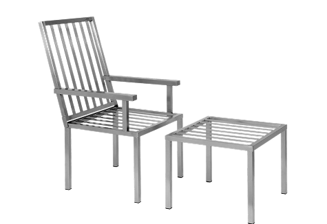 Hochlehner-Stuhl aus Edelstahl