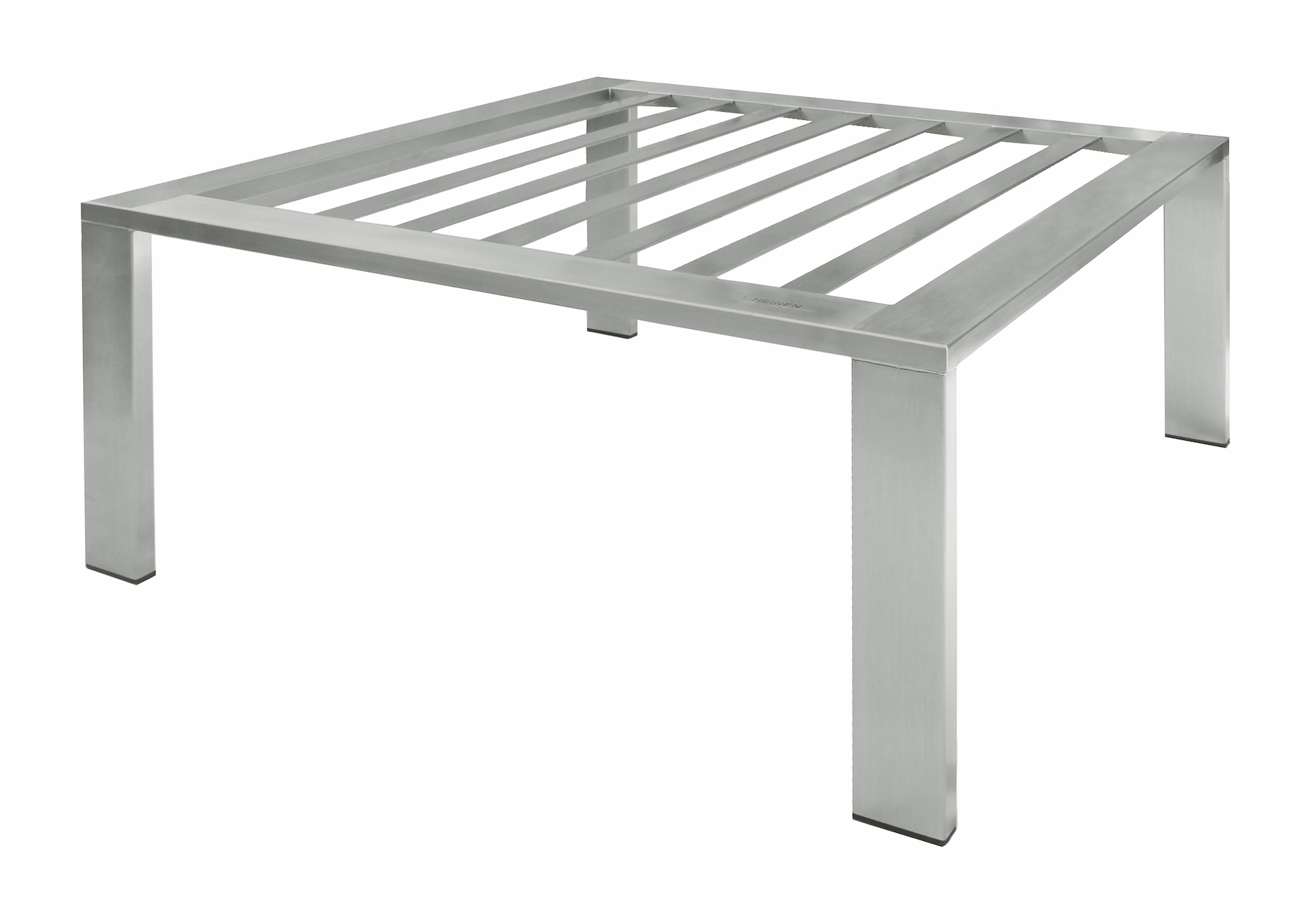 Lounge-Hocker/Beistelltisch aus Edelstahl Lounge-Hocker/Beistelltisch aus Edelstahl