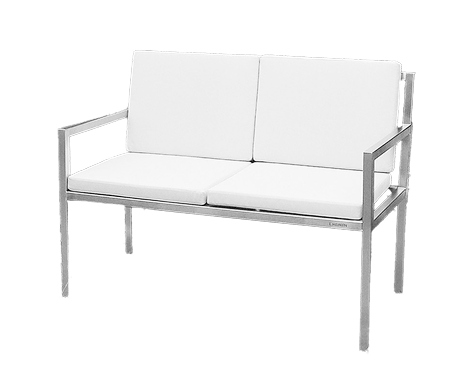 Zeitlose 2-Sitzer Edelstahl-Bank im Bauhaus-Design